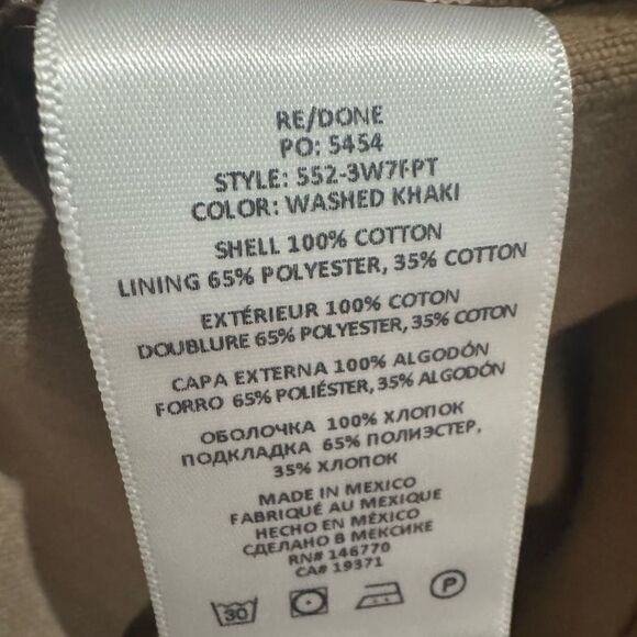 NWT Re/done 70s Loose Flare Corduroy Crop Flare Pants In Washed Kaki - Picture 5 of 5